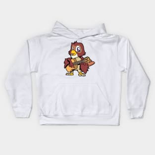 Cartoon owl playing guitar Kids Hoodie